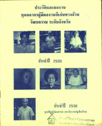 ประวัติและผลงานบุคลากรผู้มีผลงานดีเด่นทางด้านวัฒนธรรม ระดับจังหวัด ประจำปี 2535