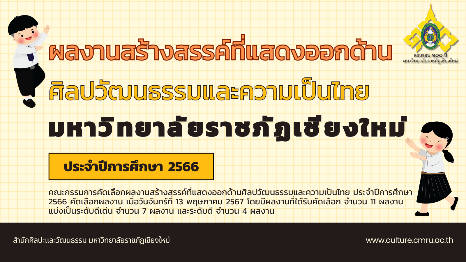 ภาพประกอบ: ประกาศผลการคัดเลือกผลงานสร้างสรรค์ที่แสดงออกด้านศิลปวัฒนธรรมและความเป็นไทย